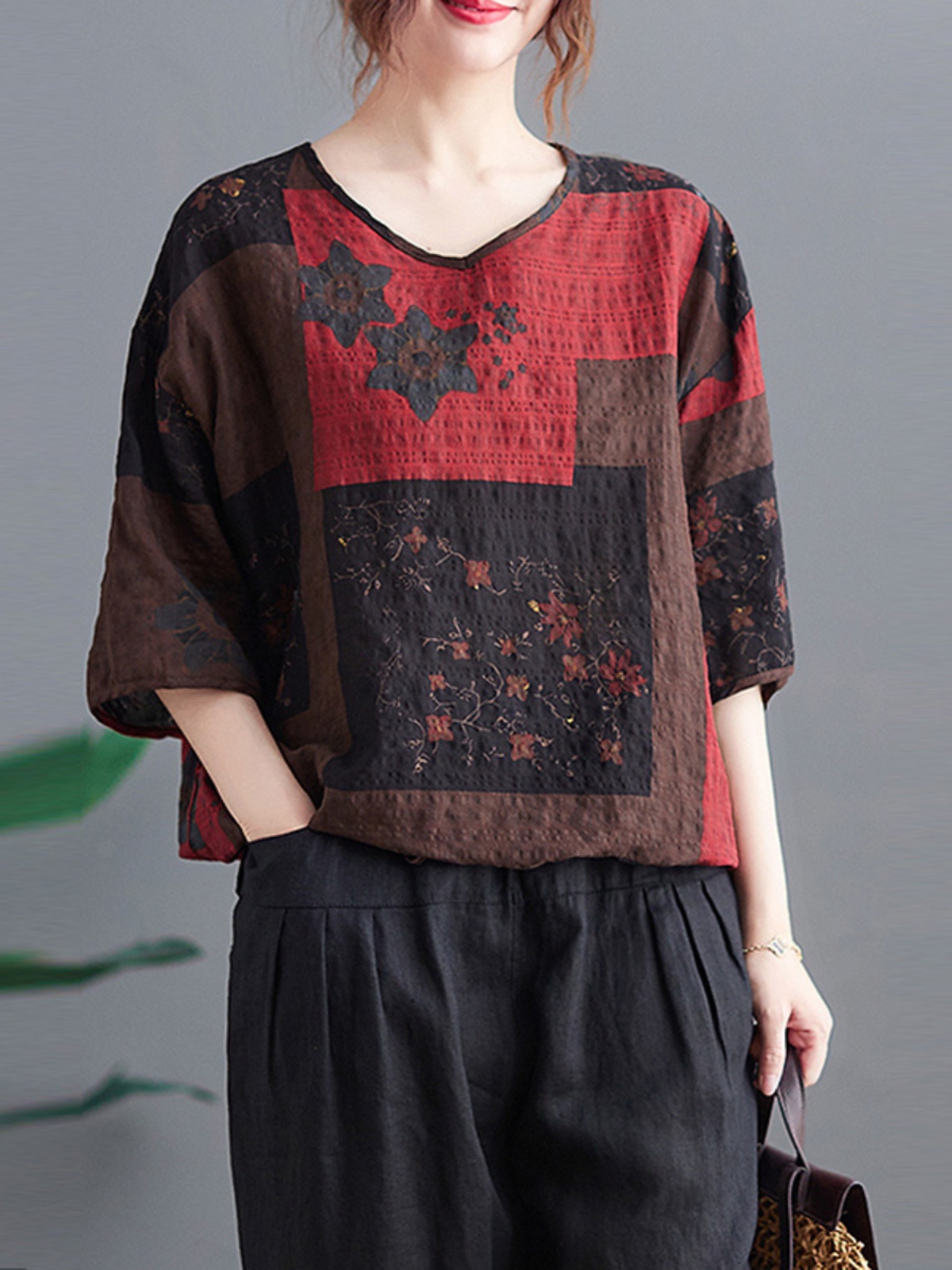 Ethnic Wear In Fashion - Lekka koszulka z bawełny i lnu,