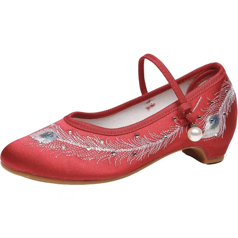 Ethnic Fabric - Damskie buty Cheongsam z niskim obcasem,