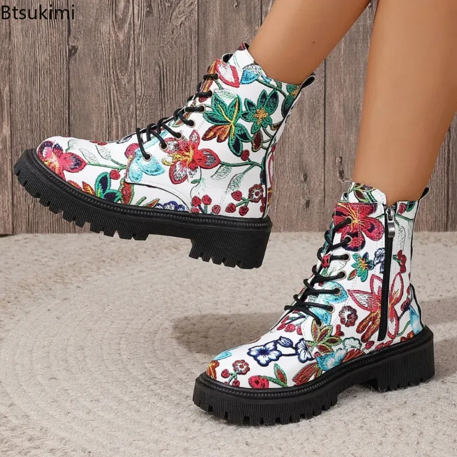 New Ethnic Fashion - Nowe, modne damskie botki z bocznym
