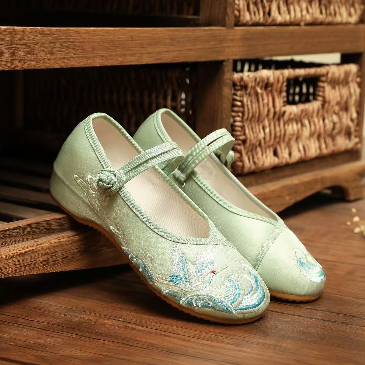Ethnic Fabric - Damskie buty na płaskiej podeszwie, jedwabne,