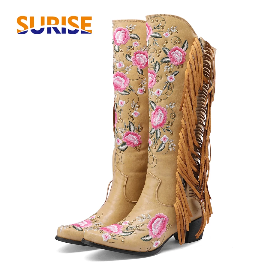 Ethnic Fashion For Women - Moda Haft Kwiat Zachodnie buty do