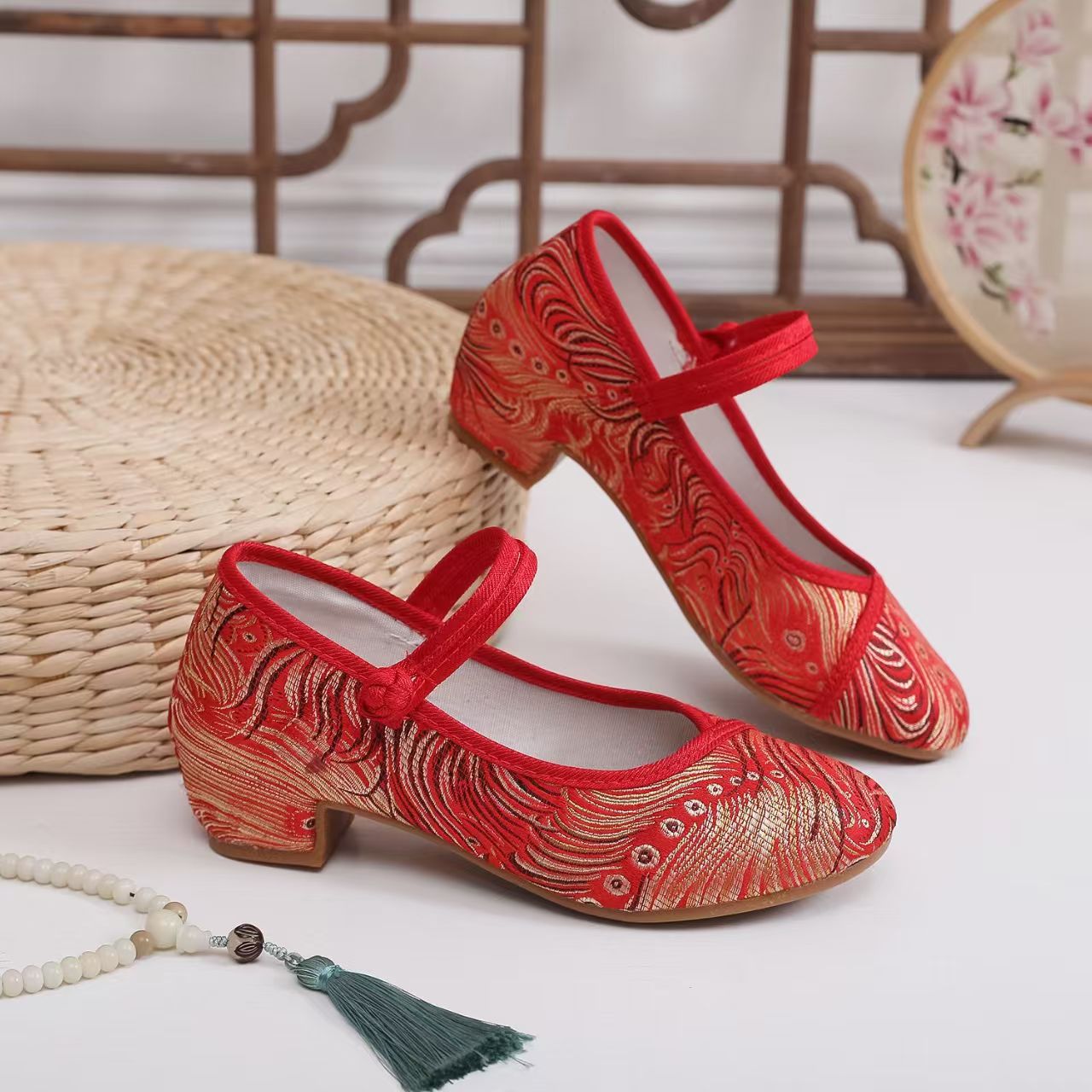 Ethnic Fabric - Damskie buty Cheongsam z jedwabiu z