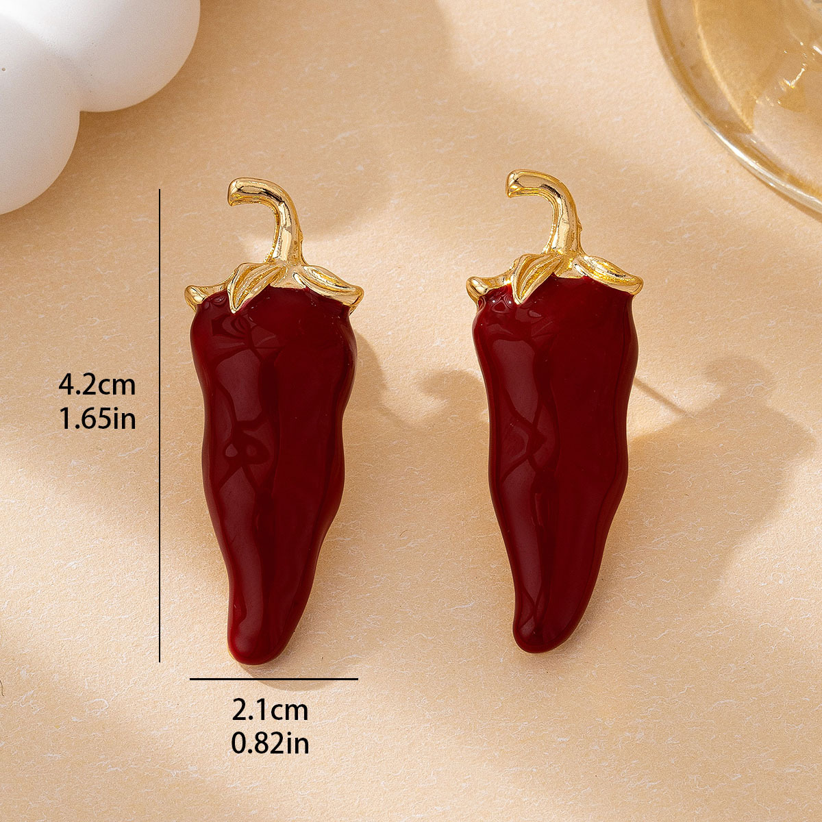 Ethnic Chic Fashion - Oryginalne kolczyki sztyfty Chili dla kobiet,