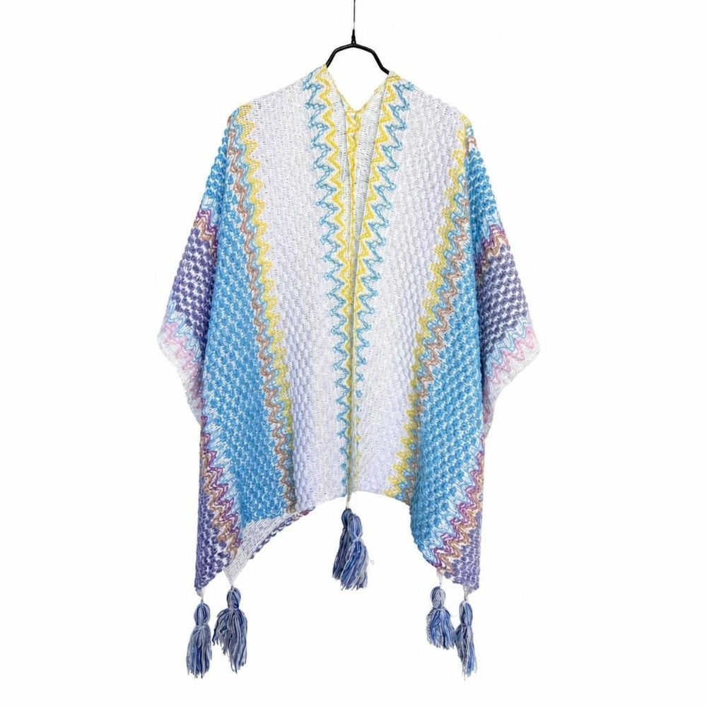 Retro Poncho z Dzianiny w Pask – Ethnic Wear In Fashion recenzja i cena