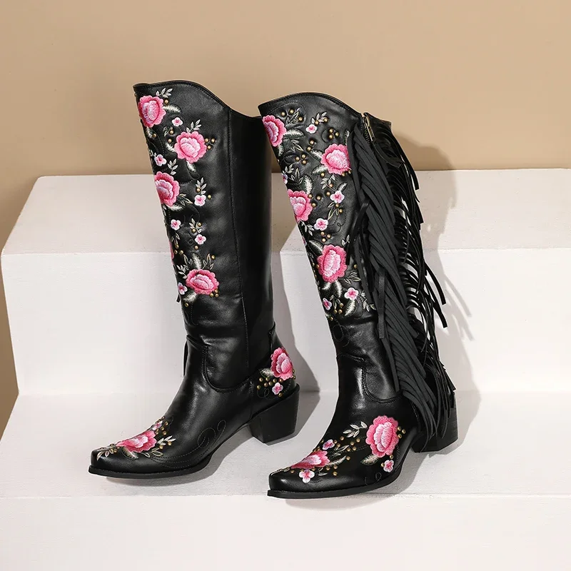 Moda Haft Kwiat Zachodnie buty – Ethnic Fashion For Women recenzja i cena